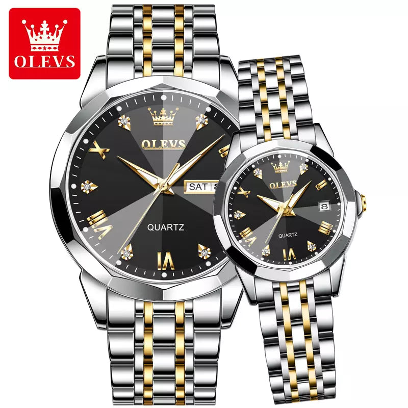 RELÓGIO OLEVS DE LUXO CASAL DIAMANTE 3D (EDIÇÃO LIMITADA)1
