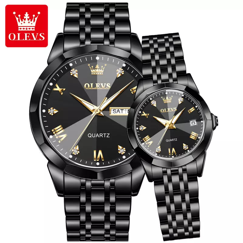 RELÓGIO OLEVS DE LUXO CASAL DIAMANTE 3D (EDIÇÃO LIMITADA)1