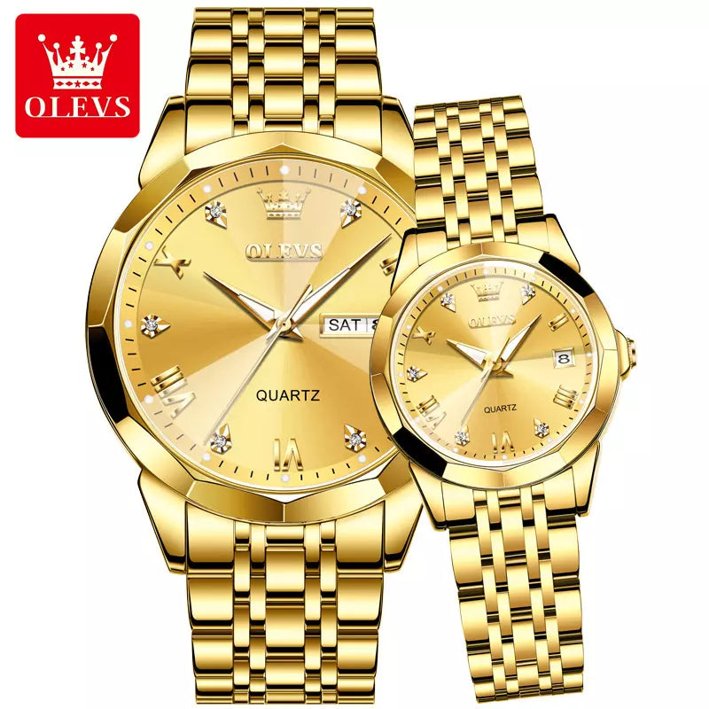 RELÓGIO OLEVS DE LUXO CASAL DIAMANTE 3D (EDIÇÃO LIMITADA)1
