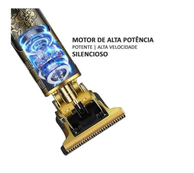 Máquina Barba Cabelo DRAGON BARBER Profissional Elétrica Bateria Recarregável