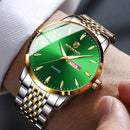 Relógio Masculino Quartz BINBOND Todo em Aço Inoxídavel, A Prova D'Agua,Vidro de SAFIRA, Calendário Automático e Visor Noturno.